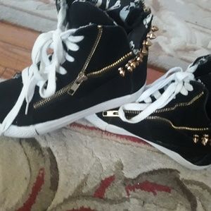 Betsey Johnson Black and Gold Sneakers